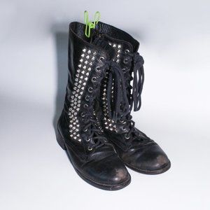 Steve Madden | Studded Leather Combat Boots | Black